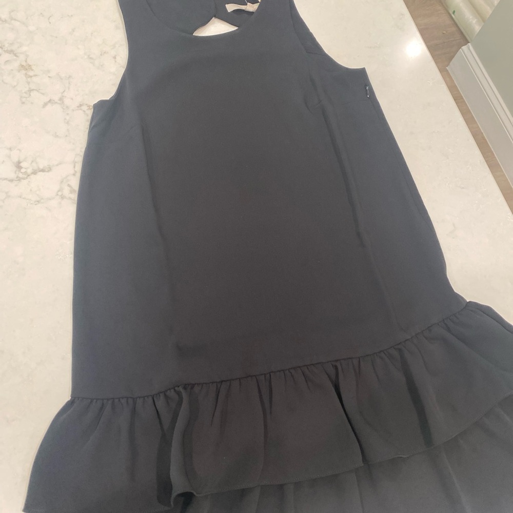 Loft black ruffle bottom dress 0 petite